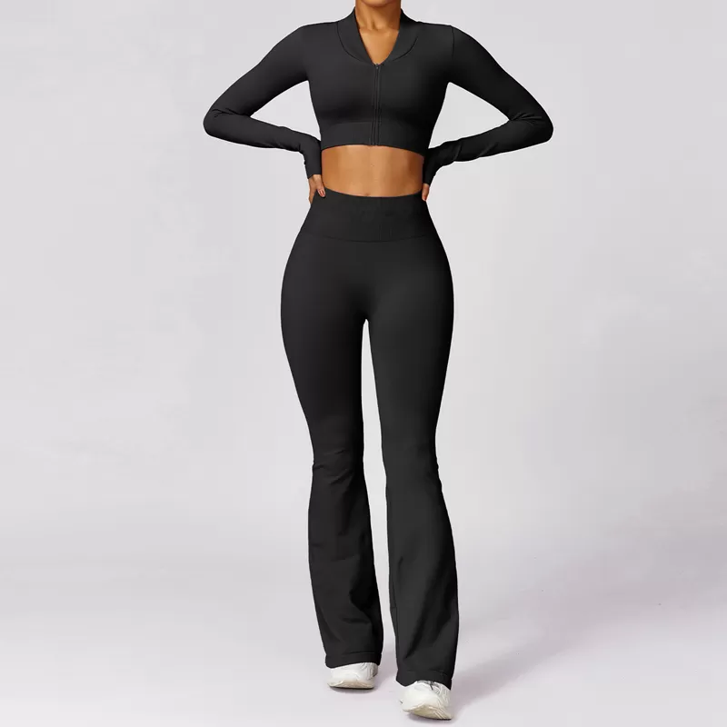 Conjunto de yoga sin costuras de 3 piezas: sujetador deportivo, chaqueta y mallas FGBTZ7502