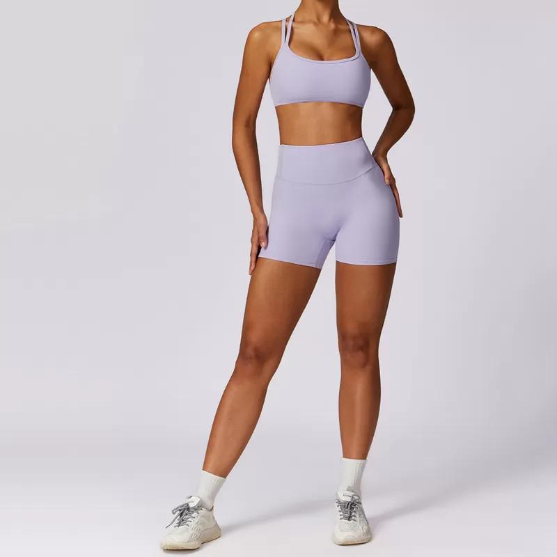 Conjunto de yoga de 2 piezas para mujer: sujetador deportivo y pantalones cortos FGBTZ8047