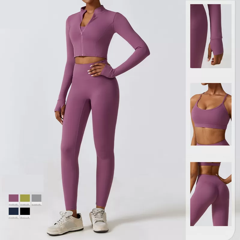 Conjunto de yoga de 4 piezas para mujer: sujetador deportivo, chaqueta, camiseta sin mangas y pantalones FGBTZ8347