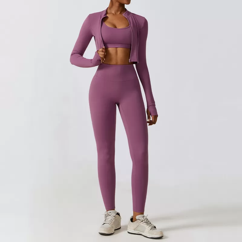 Conjunto de yoga de 4 piezas para mujer: sujetador deportivo, chaqueta, camiseta sin mangas y pantalones FGBTZ8347