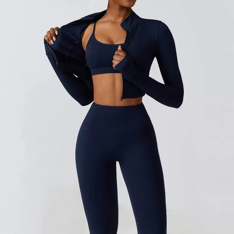 Conjunto de yoga de 4 piezas para mujer: sujetador deportivo, chaqueta, camiseta sin mangas y pantalones FGBTZ8347