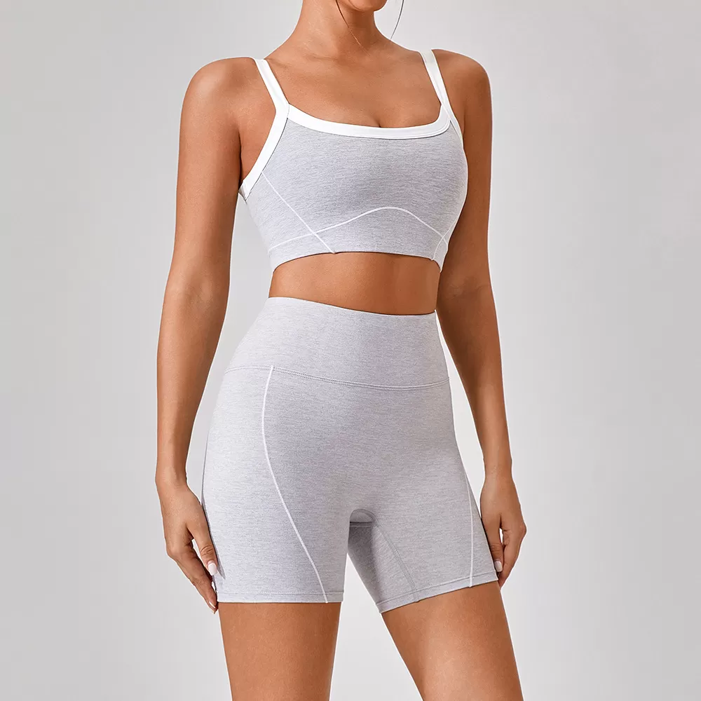 Conjunto de yoga de 3 piezas para mujer: sujetador deportivo, pantalones cortos y mallas FGBYW512 + KW305