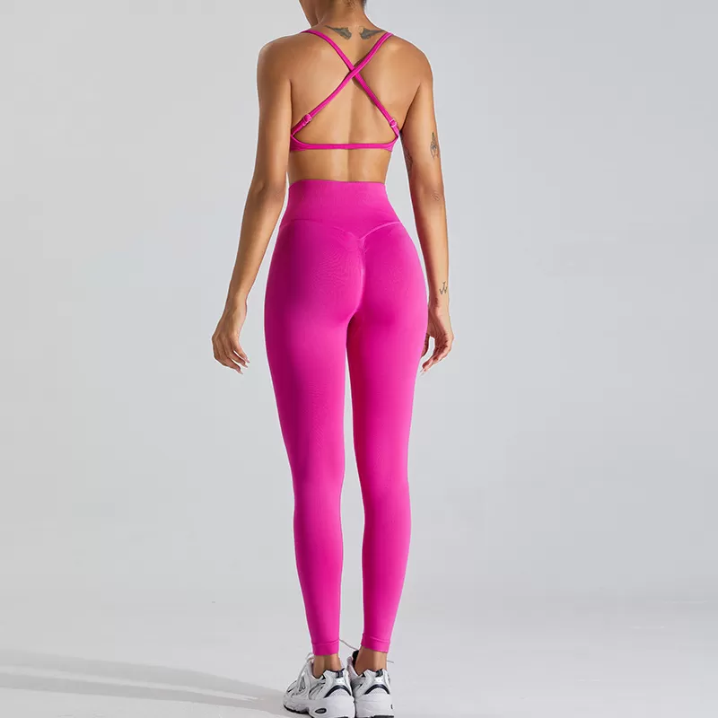 Conjunto de yoga de 2 piezas sin costuras para mujer: sujetador deportivo y mallas FGBMS0168Y