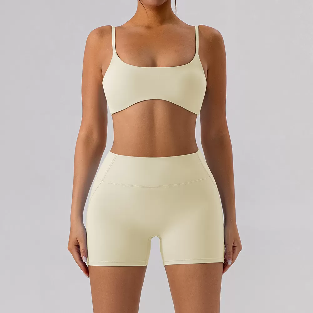 Conjunto de yoga de 3 piezas para mujer: sujetador deportivo, pantalones cortos y mallas FGBYW508+KW297