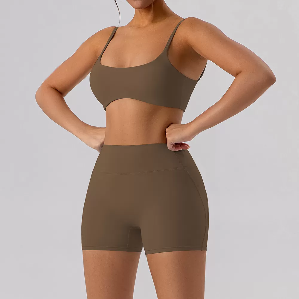 Conjunto de yoga de 3 piezas para mujer: sujetador deportivo, pantalones cortos y mallas FGBYW508+KW297