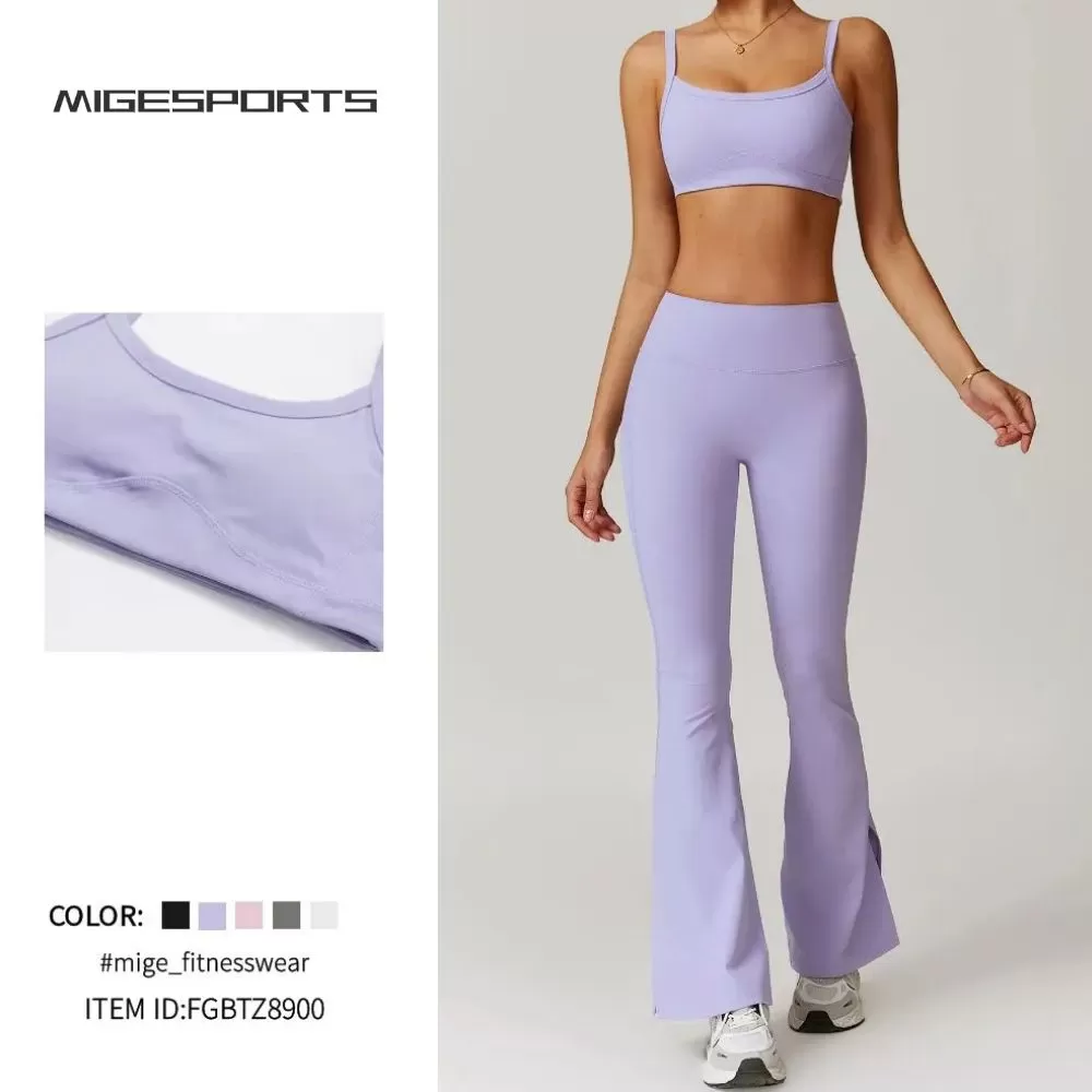 Conjunto de yoga de 2 piezas para mujer: top deportivo y pantalones FGBTZ8900