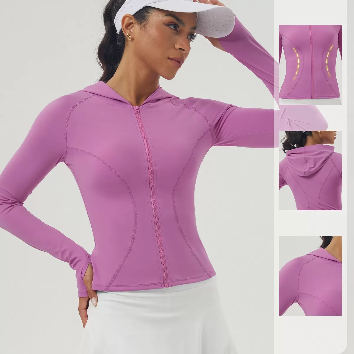 Chaqueta con capucha para yoga para mujer FGB2443