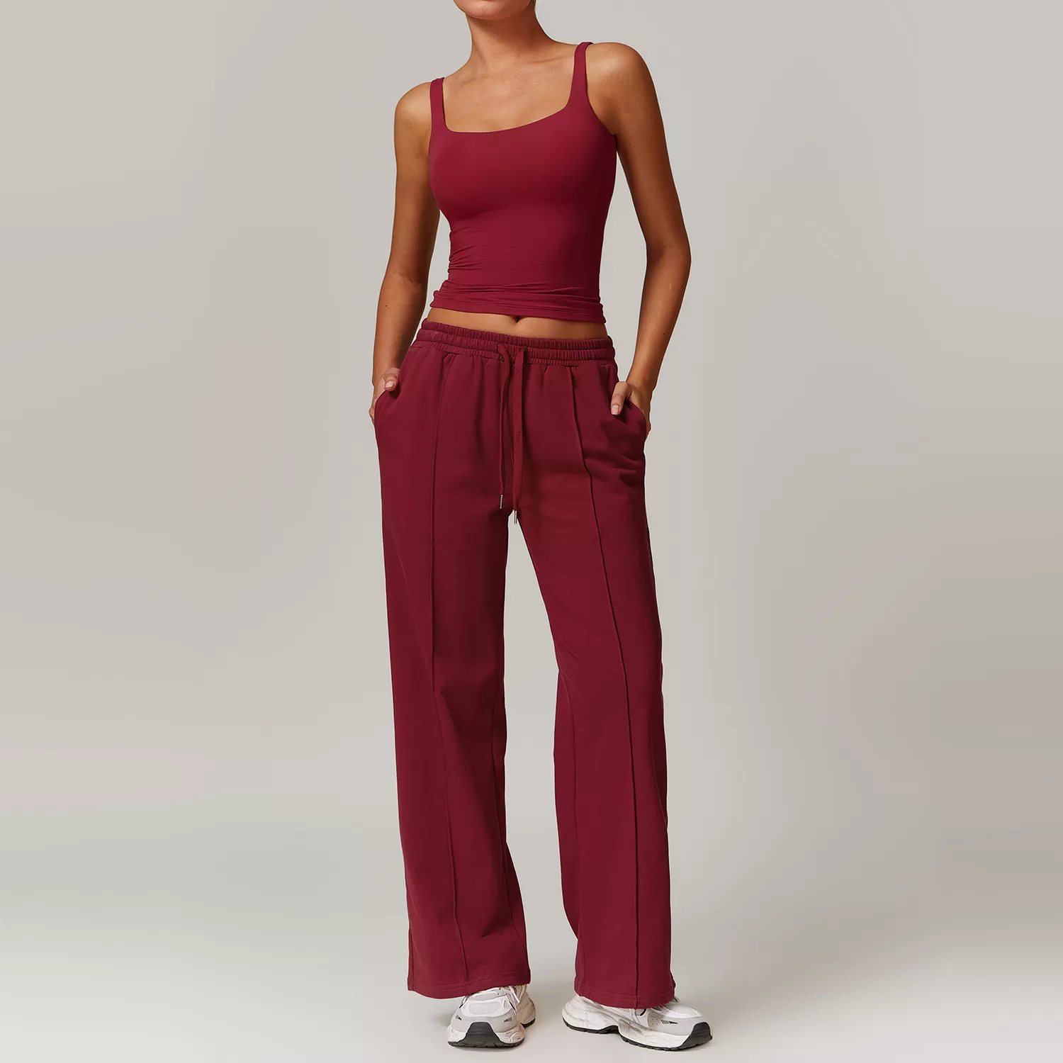 Conjunto de yoga de 2 piezas para mujer: camiseta sin mangas y pantalones FGBTZ8933