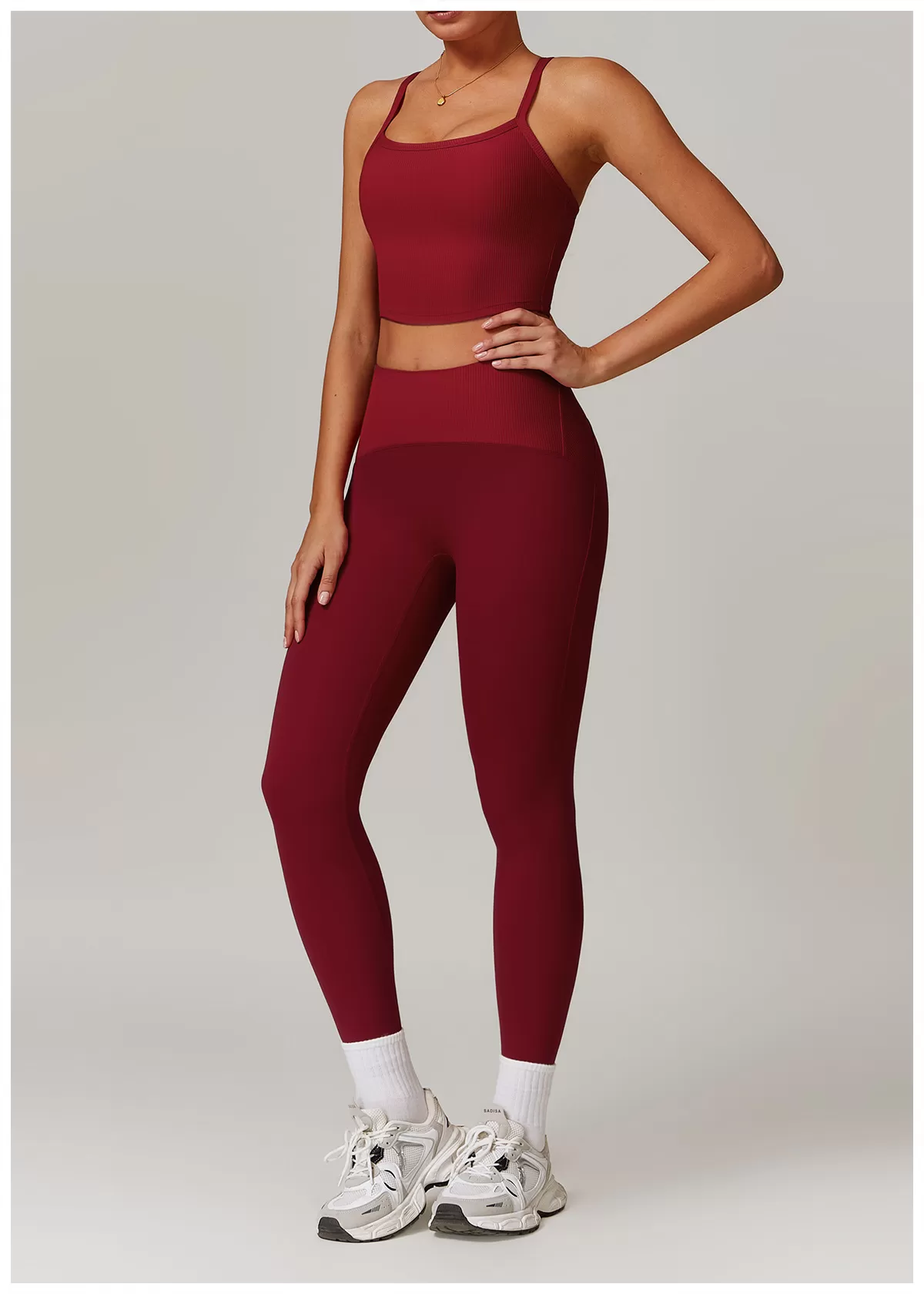 Conjunto de yoga de 2 piezas para mujer: camiseta sin mangas y mallas FGBTZ8889