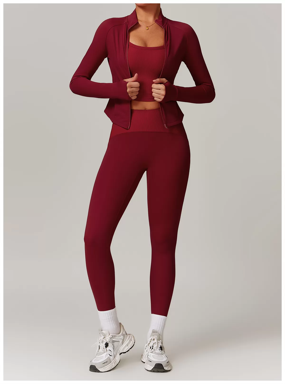 Conjunto de yoga de 2 piezas para mujer: chaqueta, top y leggings FGBTZ8889