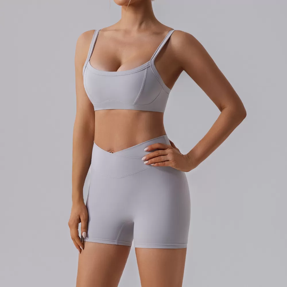 Conjunto de yoga de 2 piezas para mujer: sujetador superior y pantalones cortos FGBYW524+KW407