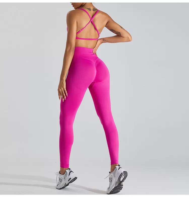 Conjunto de yoga de 2 piezas sin costuras para mujer: sujetador deportivo y mallas FGBMS0168Y