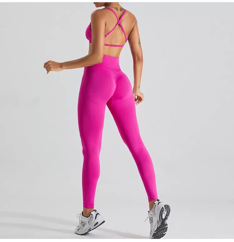 Conjunto de yoga de 2 piezas sin costuras para mujer: sujetador deportivo y mallas FGBMS0168Y