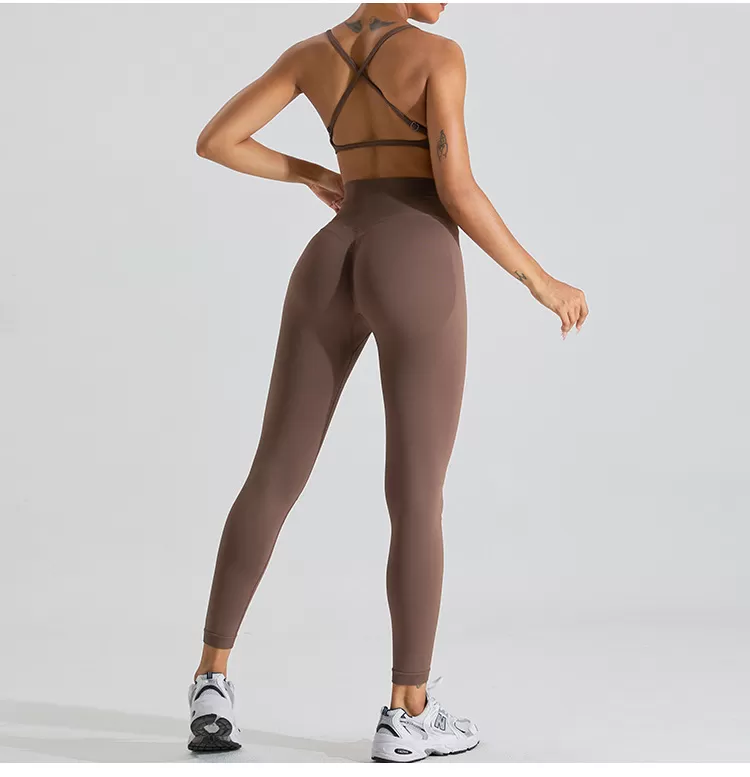 Conjunto de yoga de 2 piezas sin costuras para mujer: sujetador deportivo y mallas FGBMS0168Y