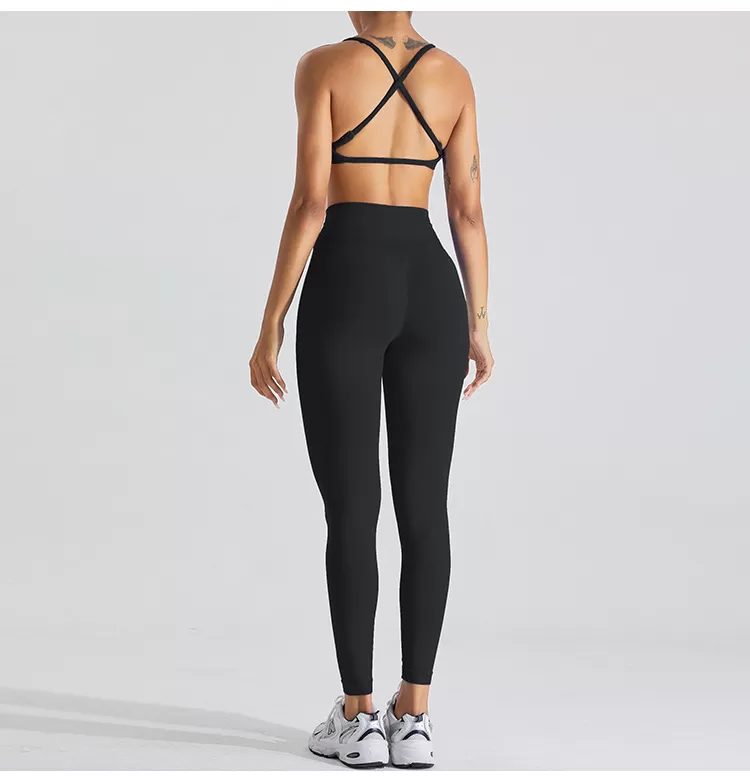 Conjunto de yoga de 2 piezas sin costuras para mujer: sujetador deportivo y mallas FGBMS0168Y