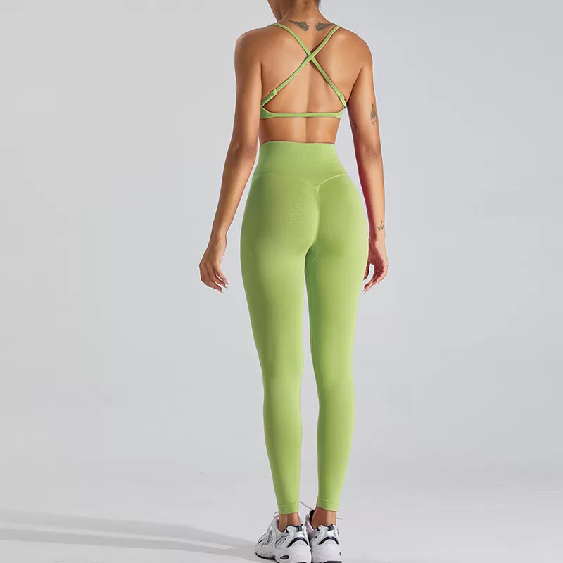 Conjunto de yoga de 2 piezas sin costuras para mujer: sujetador deportivo y mallas FGBMS0168Y