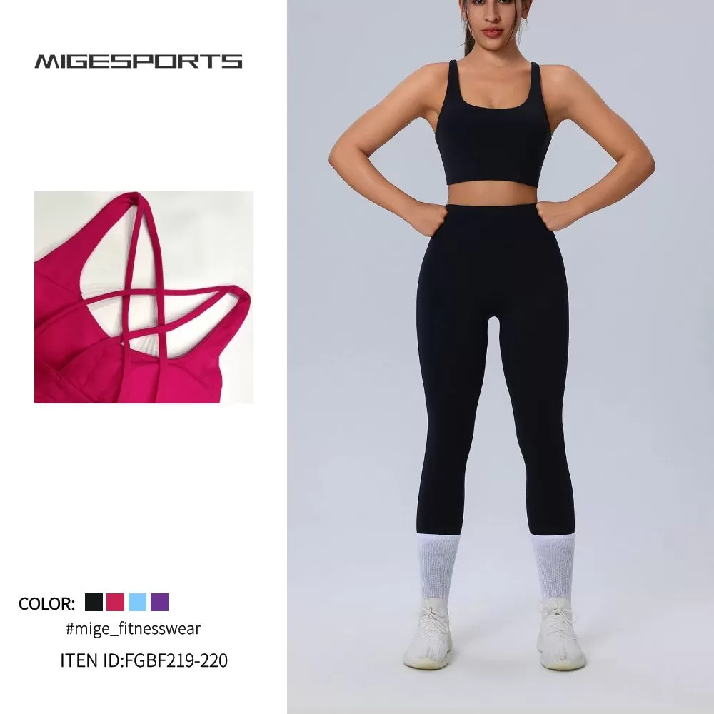 Conjunto de yoga de 2 piezas para mujer: sujetador y mallas FGBF219-220