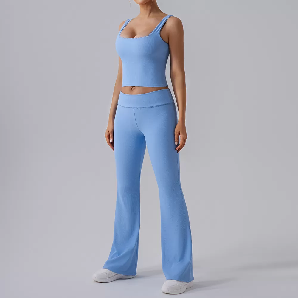 Conjunto de yoga de 2 piezas para mujer: camiseta sin mangas y pantalones FGBYW530+KW411