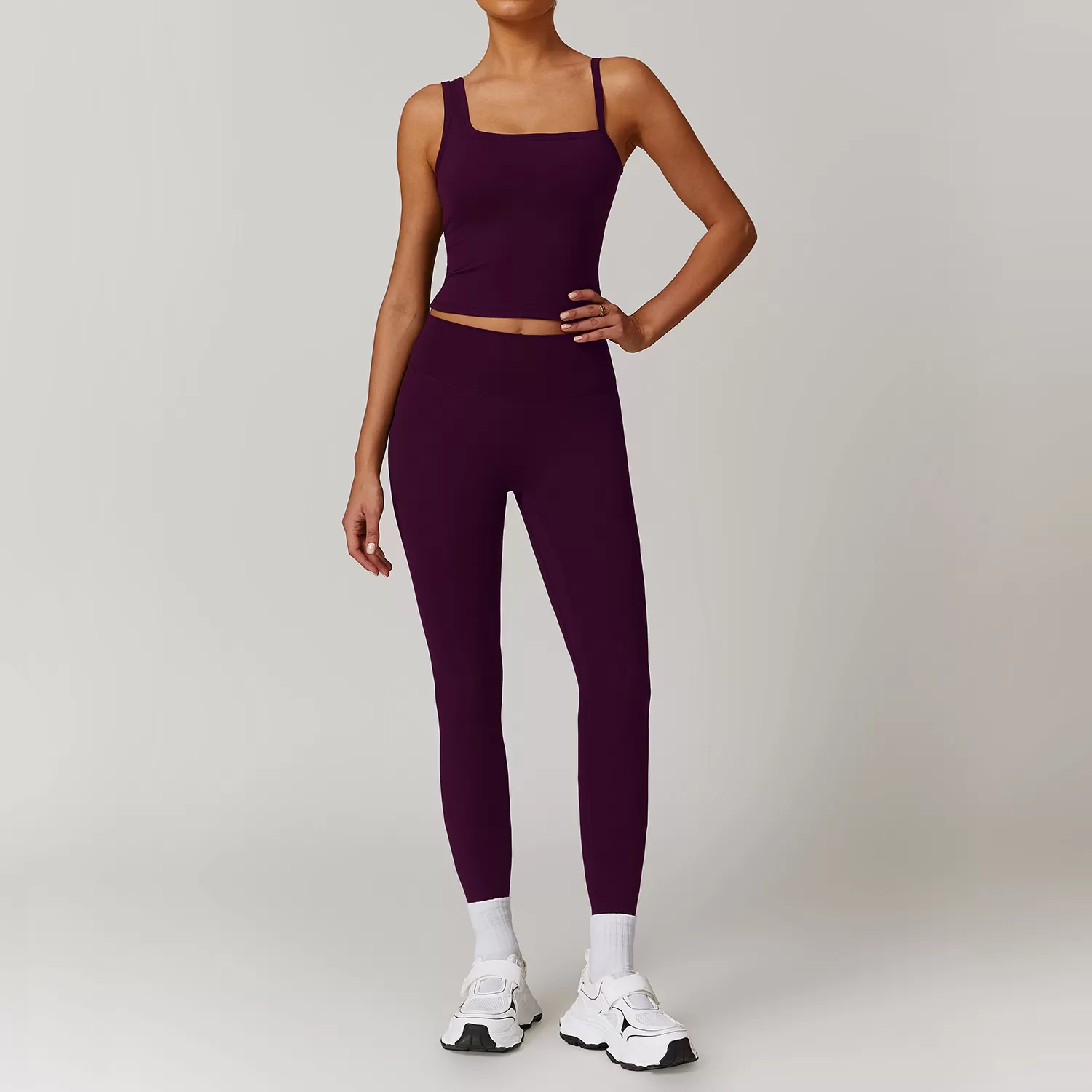 Conjunto de yoga de 2 piezas para mujer: camiseta sin mangas y mallas FGBDBX9000