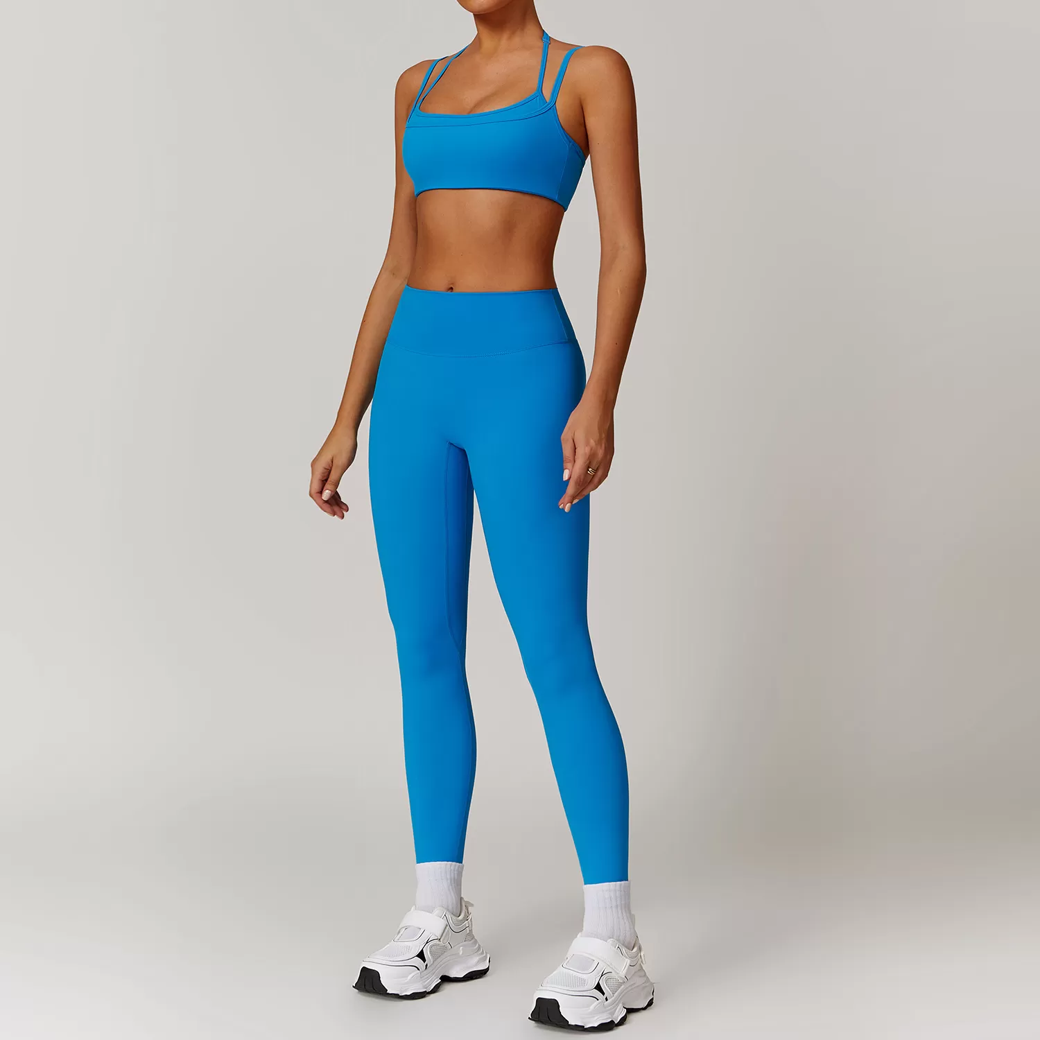 Conjunto de yoga de 2 piezas para mujer: top con sujetador y mallas FGBDBX9000