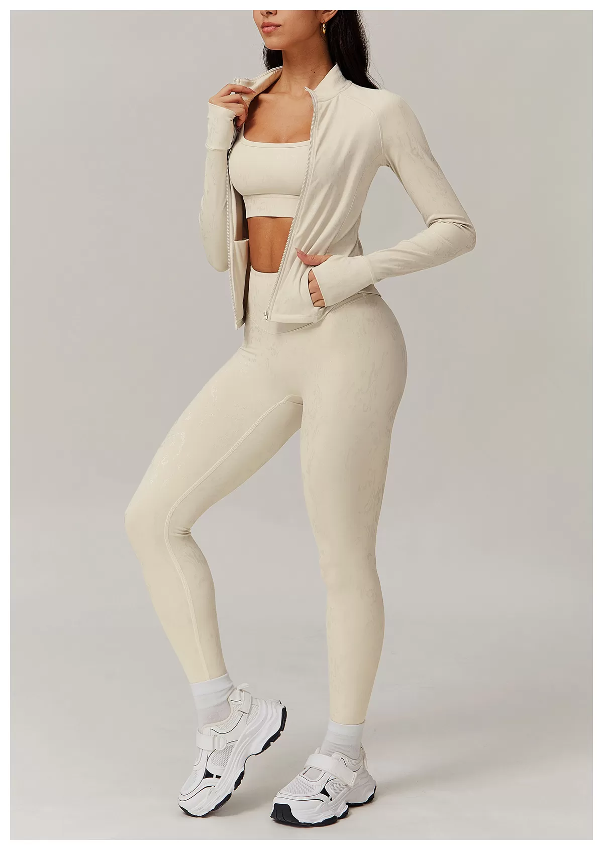 Conjunto de yoga de 2 piezas para mujer: chaqueta, top y leggings FGBTZ9140