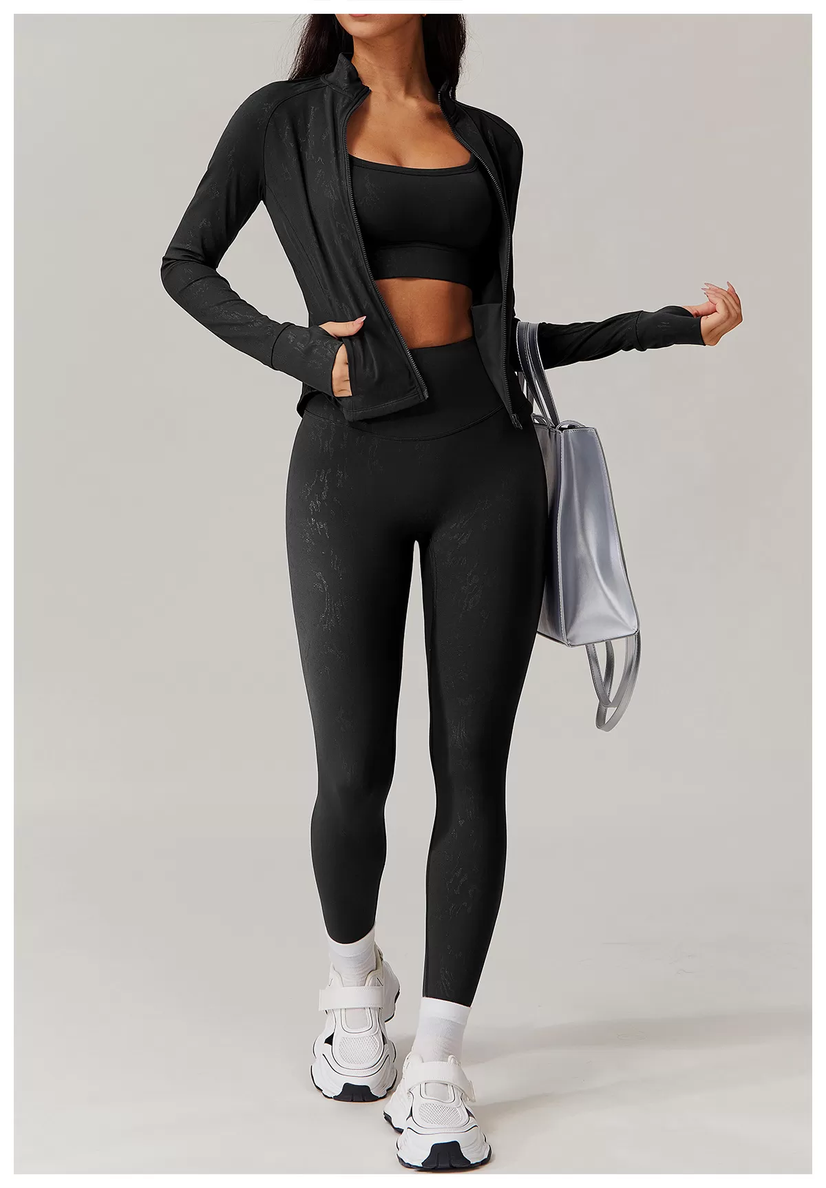 Conjunto de yoga de 2 piezas para mujer: chaqueta, top y leggings FGBTZ9140