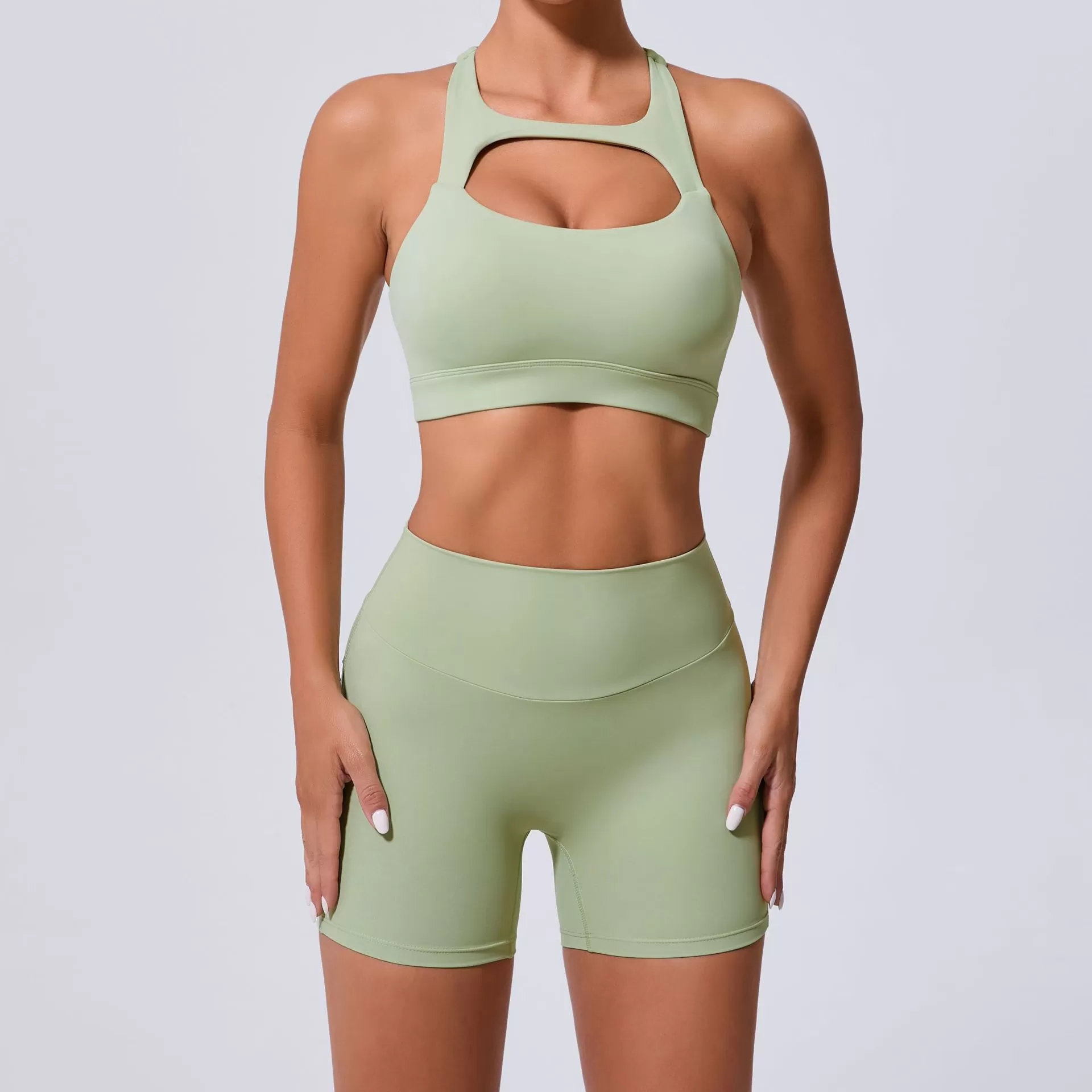 Conjunto de yoga de 2 piezas para mujer: sujetador y pantalones cortos FGB59520+8019