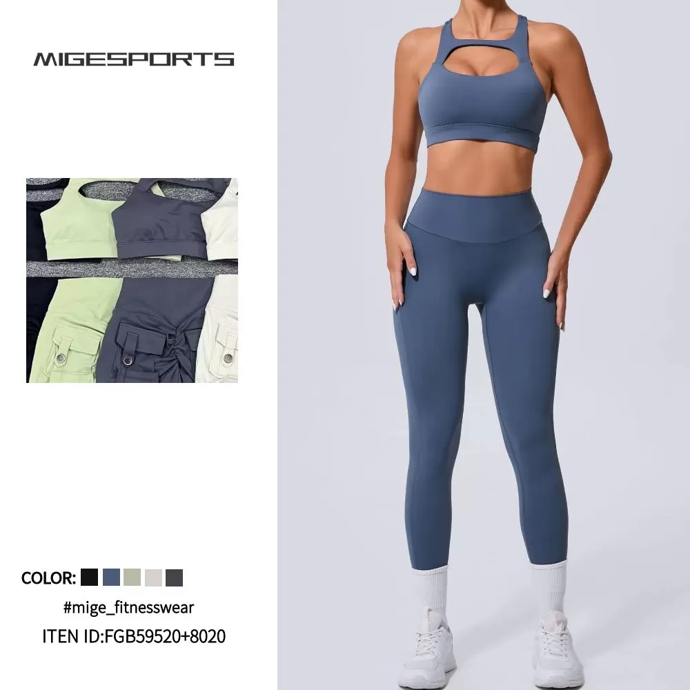 Conjunto de yoga de 2 piezas para mujer: sujetador y leggings FGB59520+8020