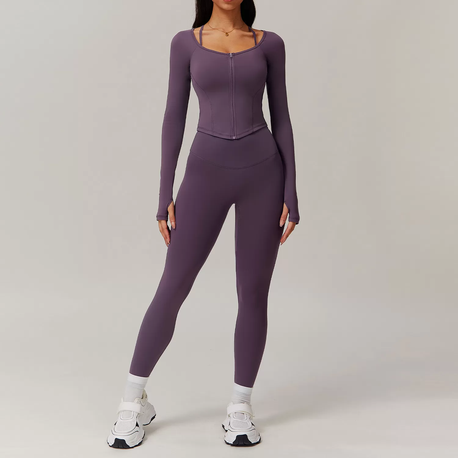 Conjunto de yoga de 2 piezas para mujer: chaqueta y leggings FGBTZ9139