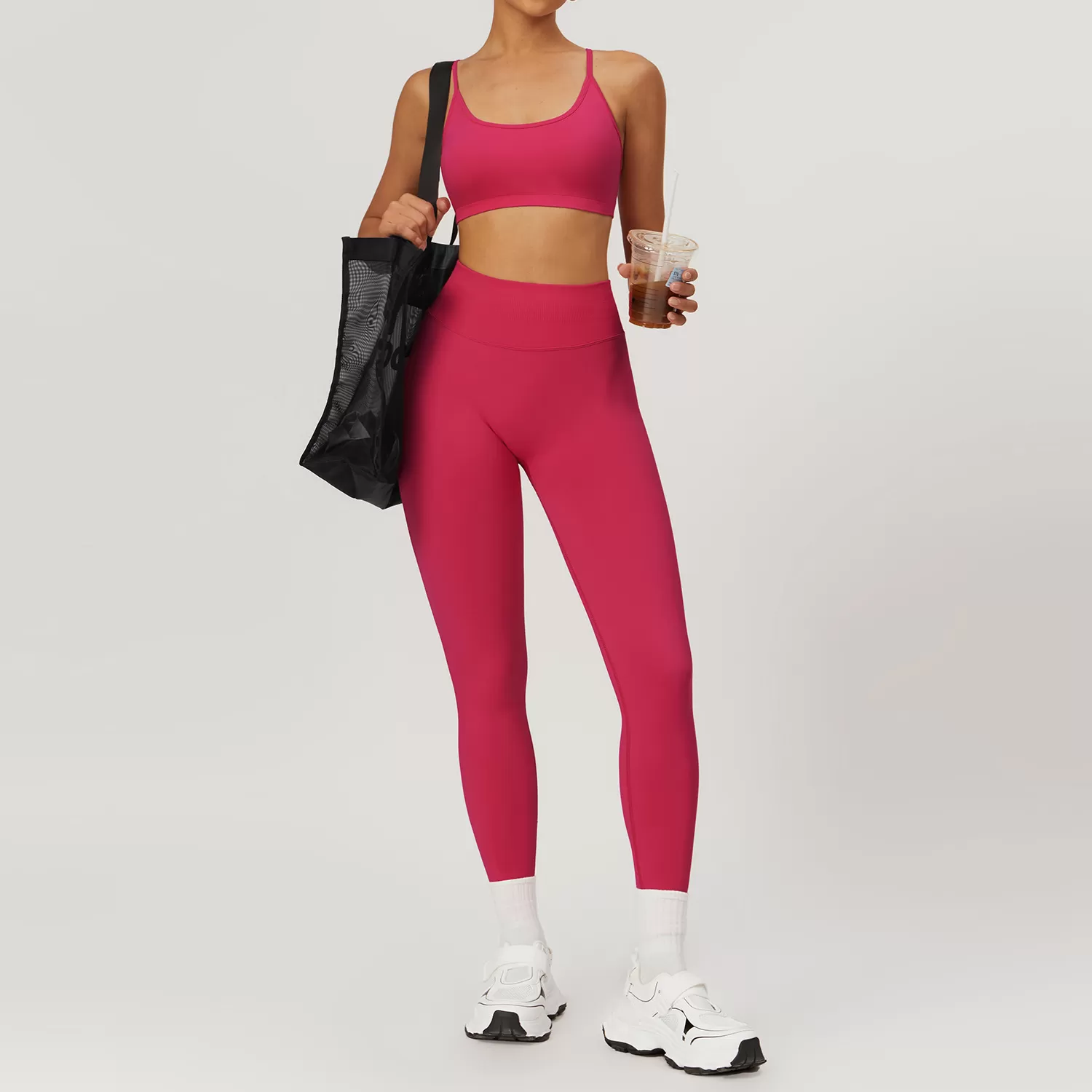 Conjunto de yoga de 2 piezas para mujer: sujetador, 2 tops y leggings FGBTZ7655